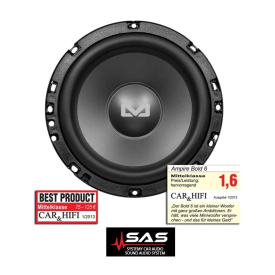 Subwoofer Ampire DVC BOLD6     Subwoofer 16,5cm/6,5”, 4+4 Ohm